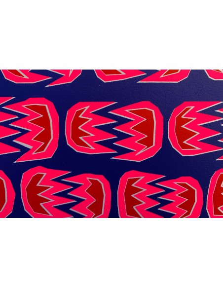 Pink Red on Blue