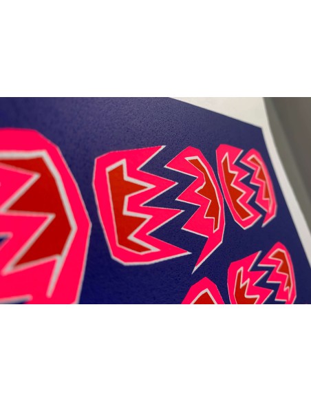 Pink Red on Blue