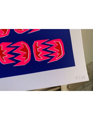 Pink Red on Blue