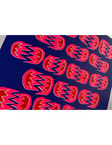 Pink Red on Blue